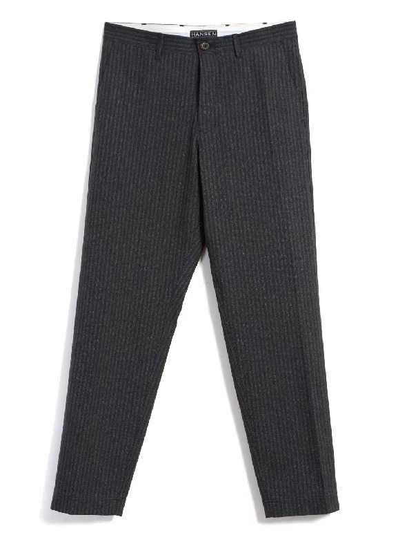 KIAN | Cinch Back Wide Trousers | Grey Pin Trousers Formal Black