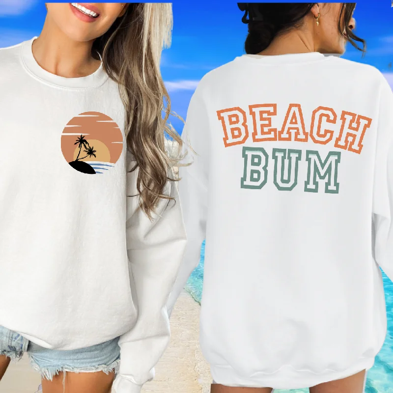 Beach Bum Crewneck Sweatshirt or T-Shirt Women's Summer Front and Back Design