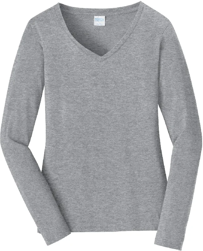 Port & Company Ladies Long Sleeve Fan Favorite V-Neck Tee