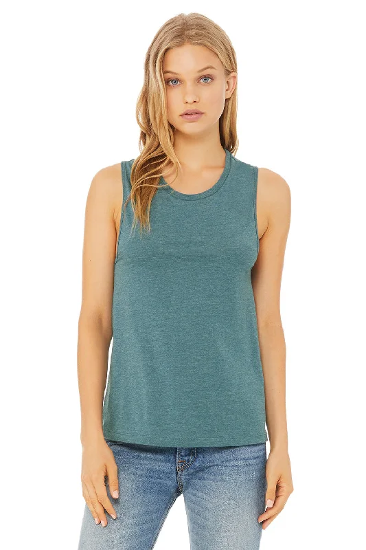 Bella + Canvas Womens Jersey Muscle Tank Top - Heather Deep Teal Blue