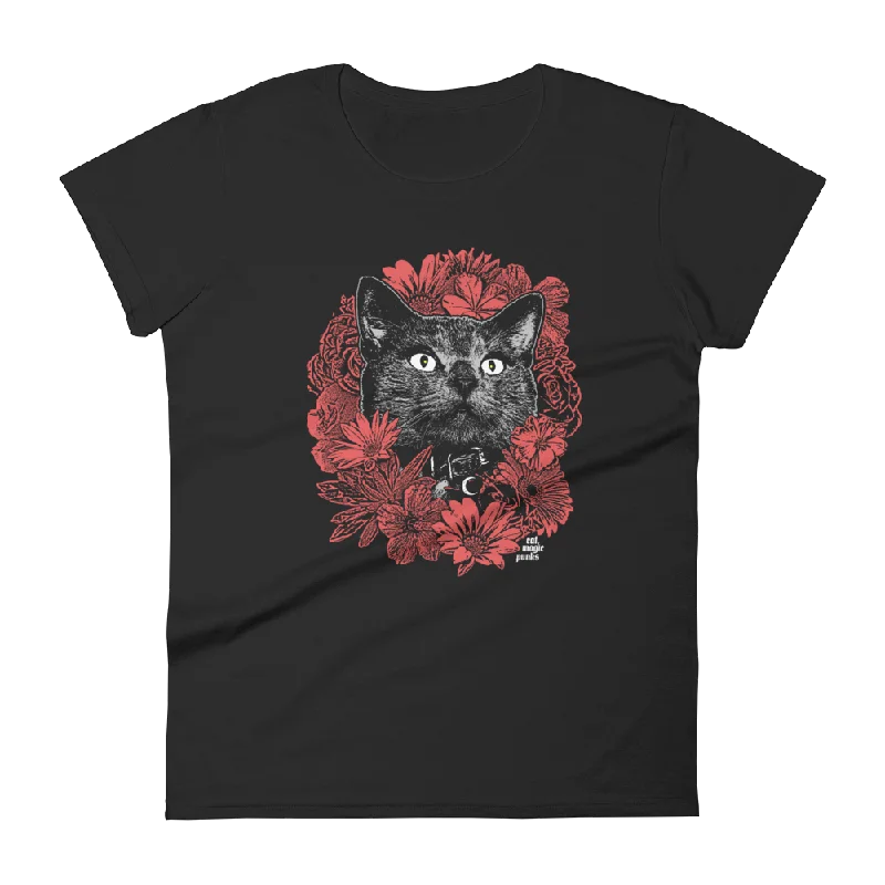 CATSOMMMAR Red Flower Women's Fitted Shirt