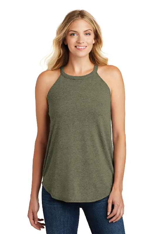 District Womens Perfect Tri Rocker Tank Top - Military Green Frost