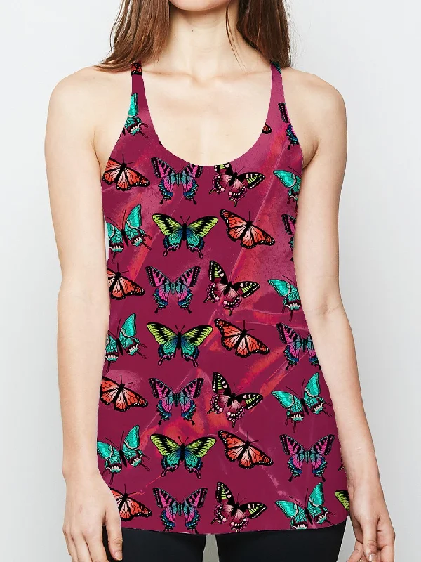 Maroon Butterfly Racerback Tank Top