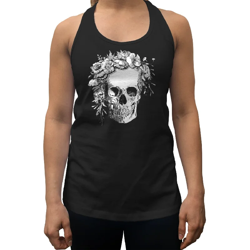 Women's Floral Skull Racerback Tank Top