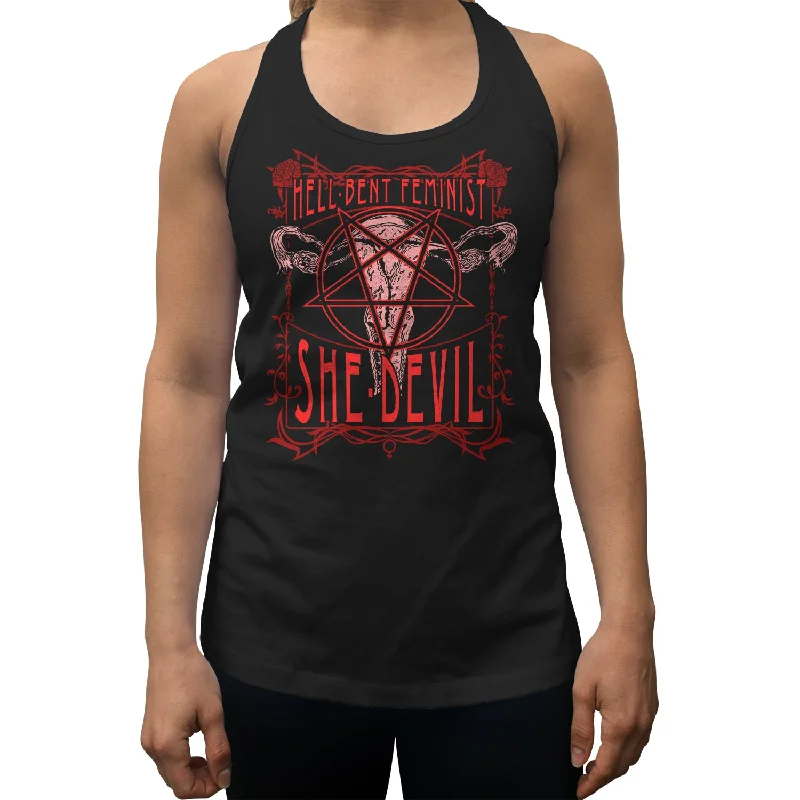 Women's Hell-Bent Feminist She-Devil Racerback Tank Top