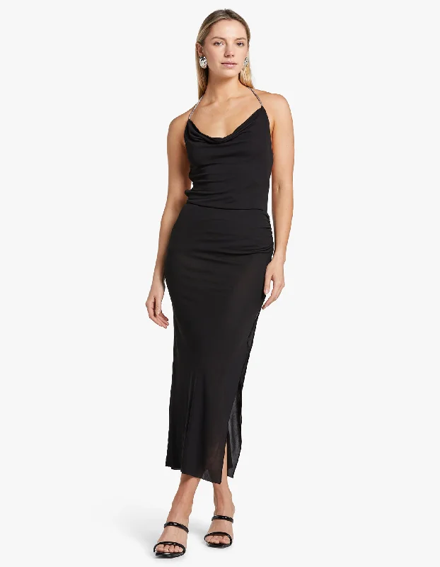 Lexie Cowl Maxi Dress - Black