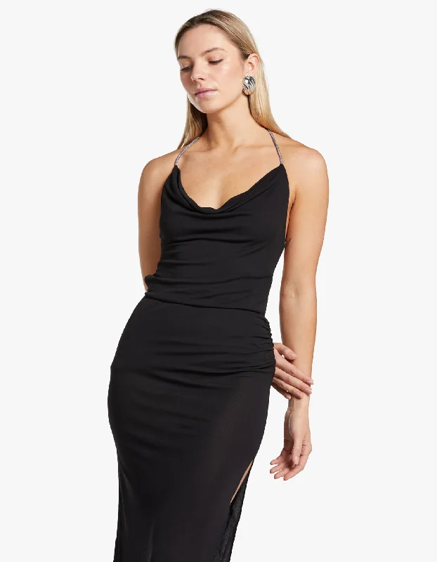 Lexie Cowl Maxi Dress - Black