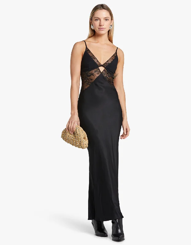 Nora Lace Maxi Dress - Black