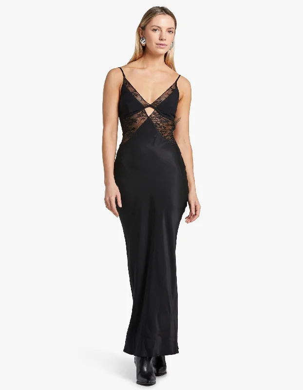 Nora Lace Maxi Dress - Black