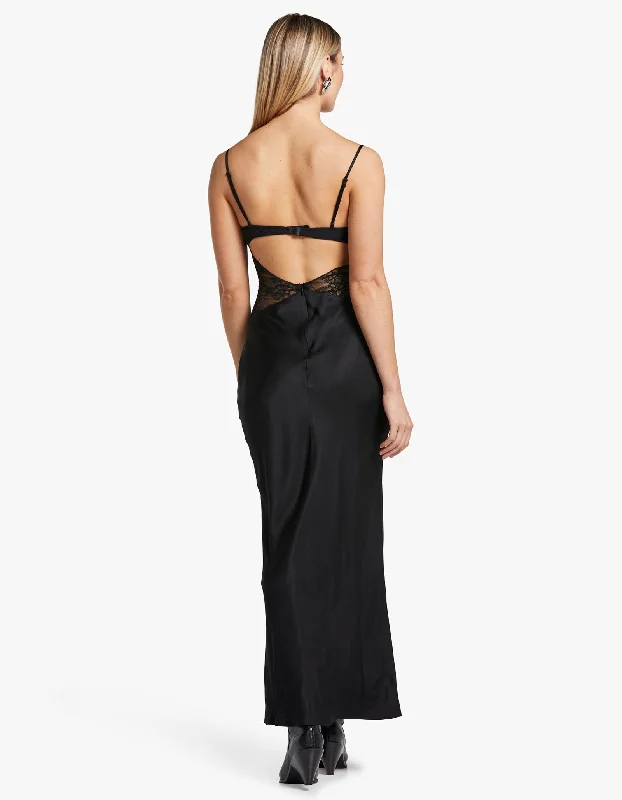 Nora Lace Maxi Dress - Black