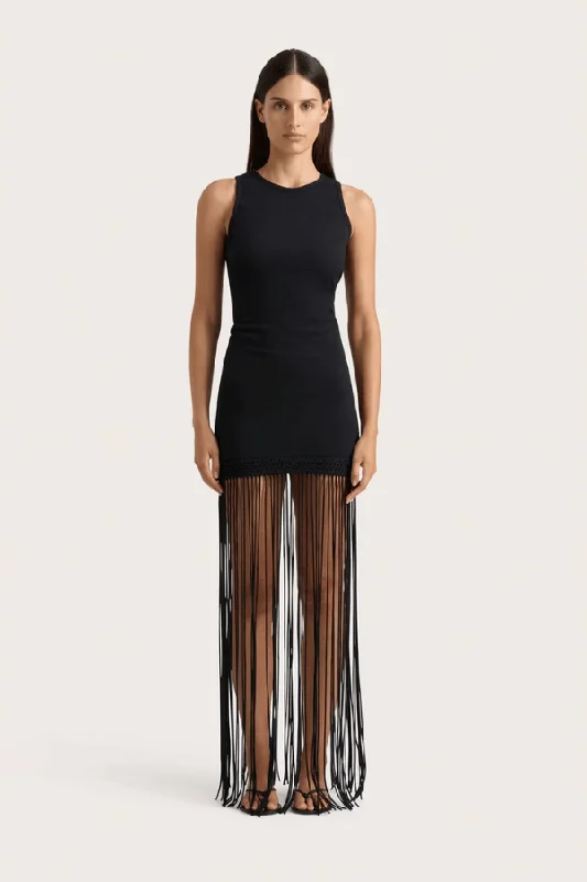 Maceio Fringed Dress Black