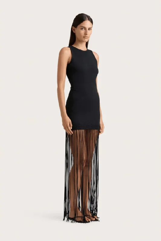 Maceio Fringed Dress Black