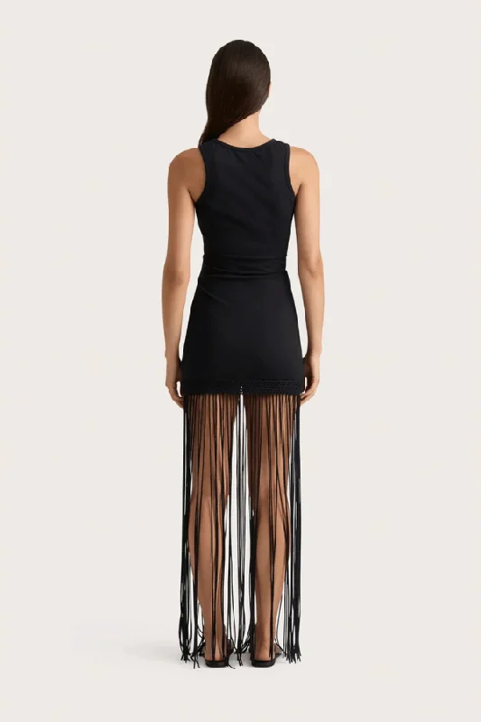 Maceio Fringed Dress Black