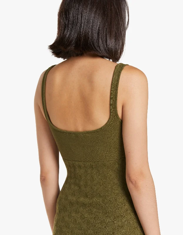 Remi Rib Dress - Green Khaki