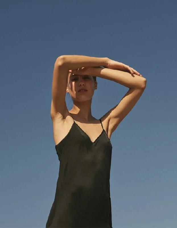 90s Silk Slip Dress - Black