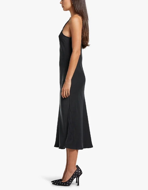 90s Silk Slip Dress - Black