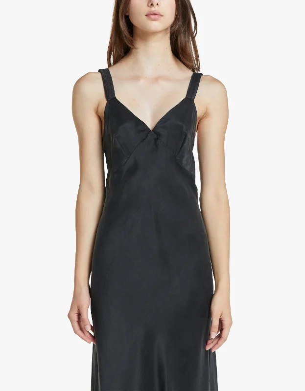 Deco Ruched Dress - Black