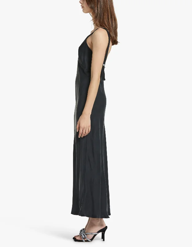 Deco Ruched Dress - Black