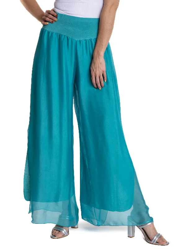 Gia Silk Pants in Tiffany