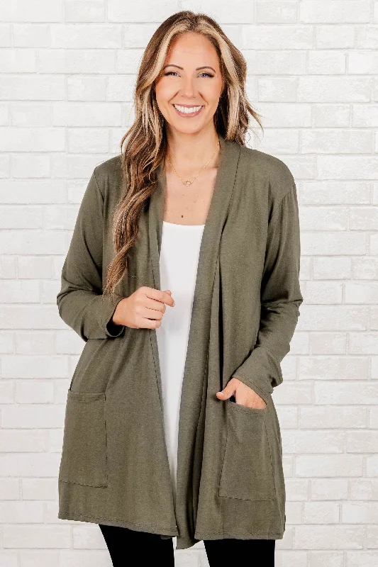 Kindness And Compassion Cardigan, Light Olive