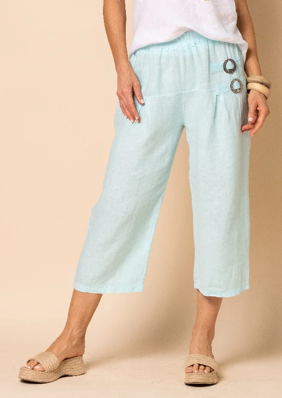 Lotti Linen Pants in Aqua Mist