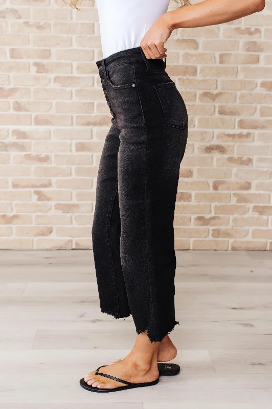 Ryan High Rise Button Fly Wide Leg Crop Jeans