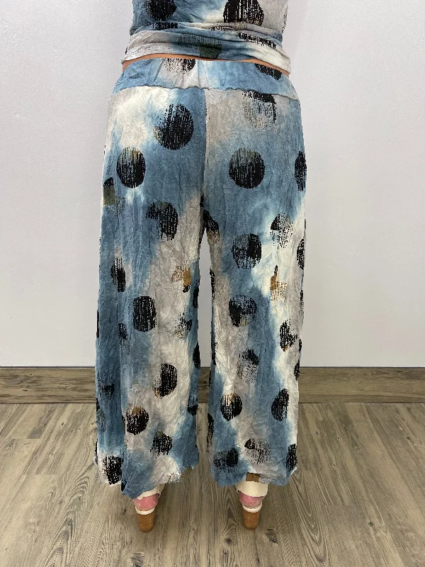 Lagoon Blue Pattern Wide Pant