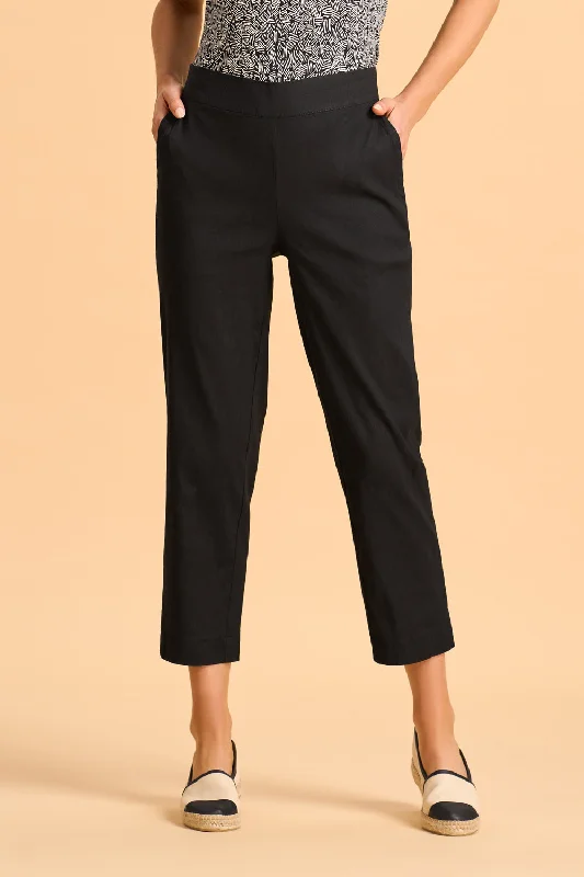 Tab Detail Tapered Pant - Black