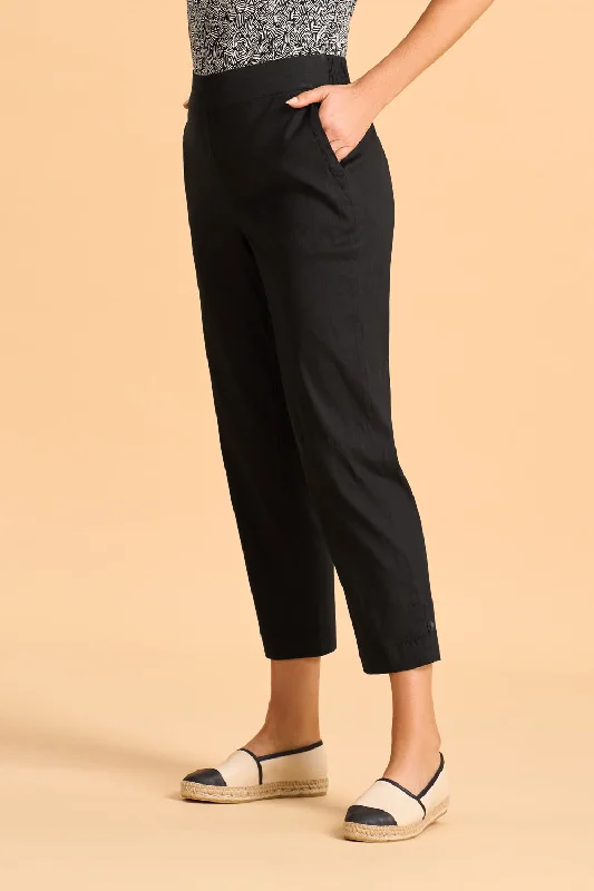 Tab Detail Tapered Pant - Black