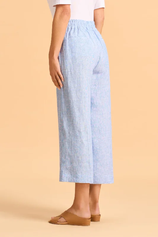 Waist Tab Linen Culotte - Chambray Cross Dye