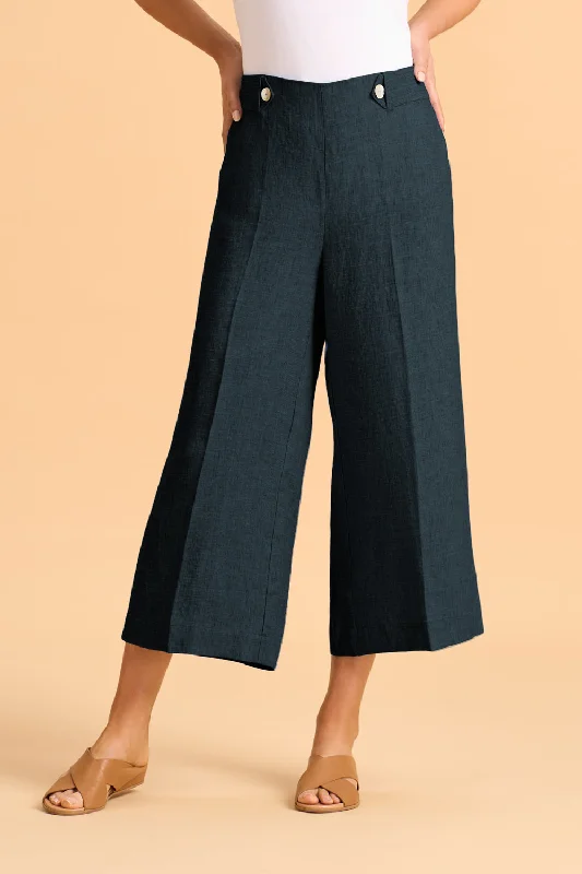 Waist Tab Linen Culotte - Ink