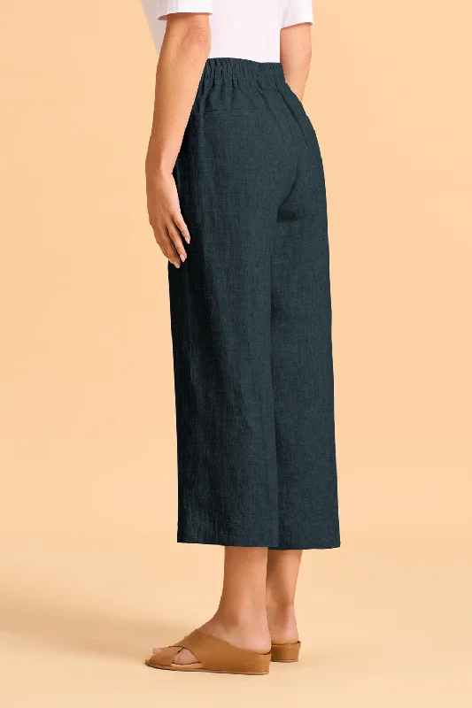 Waist Tab Linen Culotte - Ink