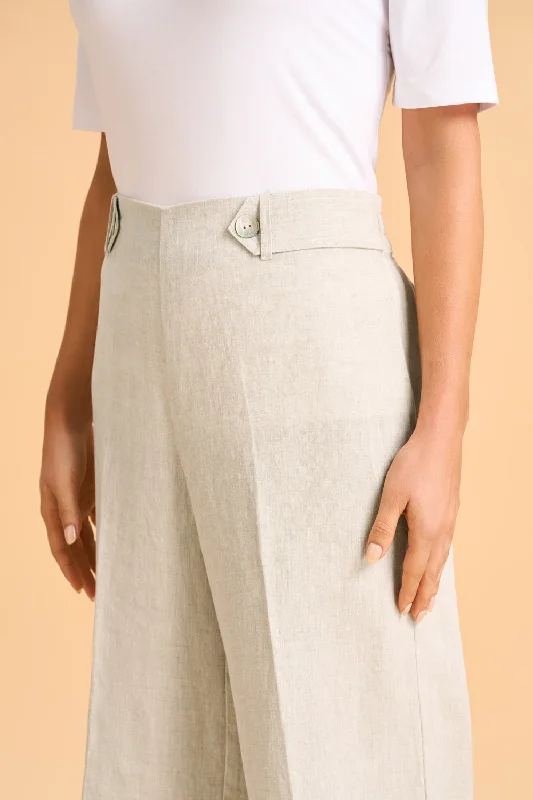 Waist Tab Linen Culotte - Natural Cross Dye