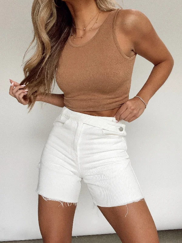 White Della Denim Shorts