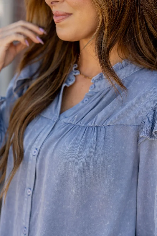 Acid Washed Chambray Button Up