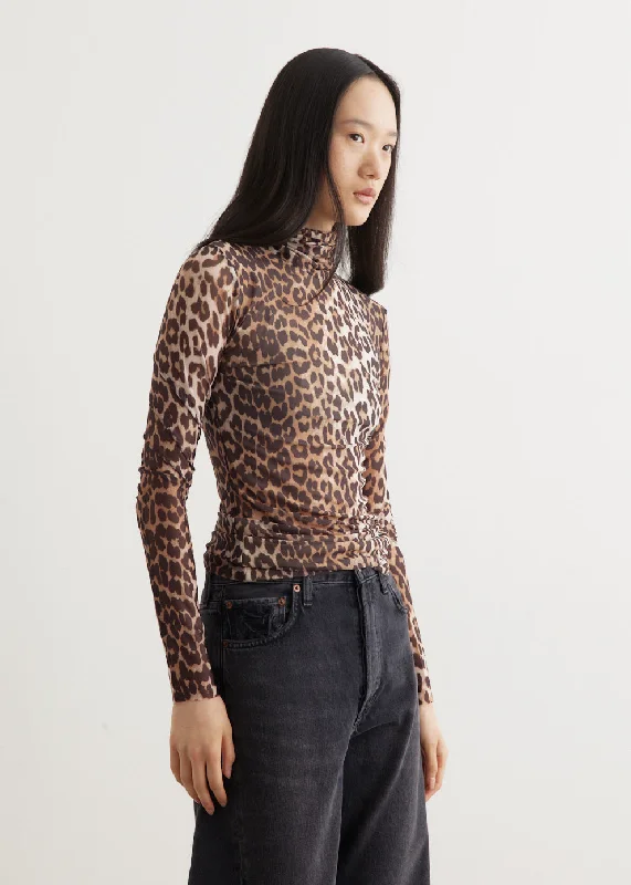 Printed Mesh Long Sleeve Rollneck