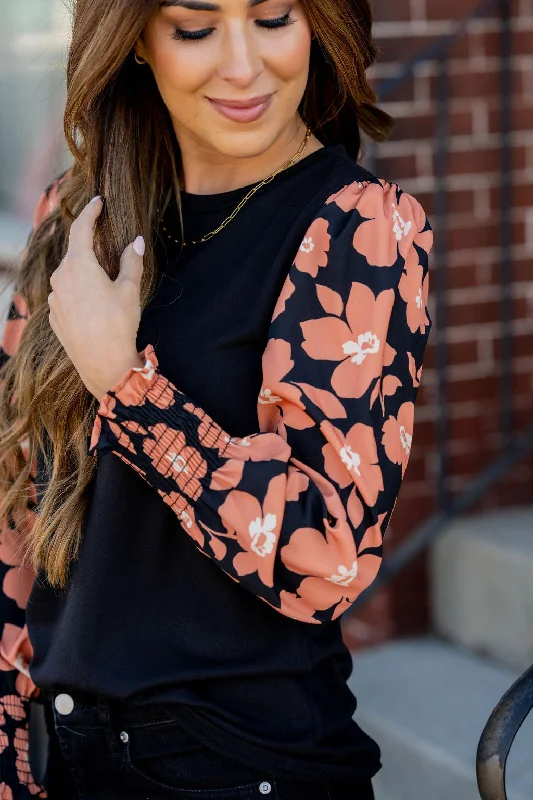 Retro Floral Sleeve Blouse