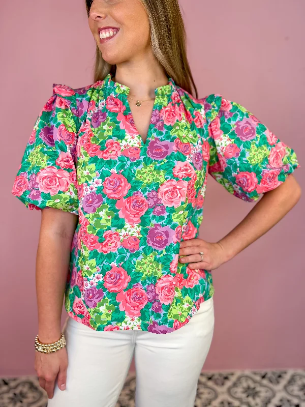 [THML] Francesca Puff Sleeve Floral Top