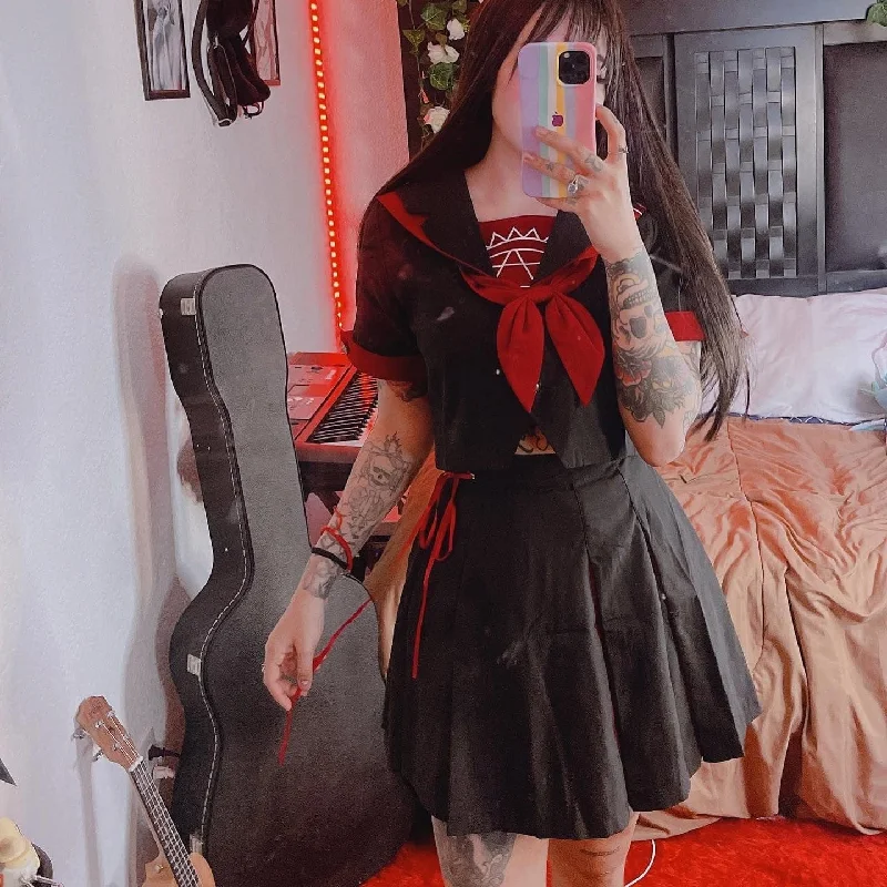 Women's Gothic Hexagram Red&Black Sailor Suits