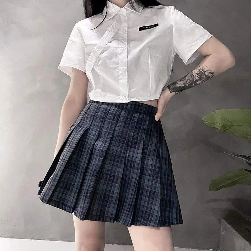 Women's Grunge Strap Midriff White Shirts