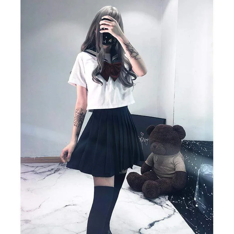 Women's Lolita Bowknot White Sailor Suits