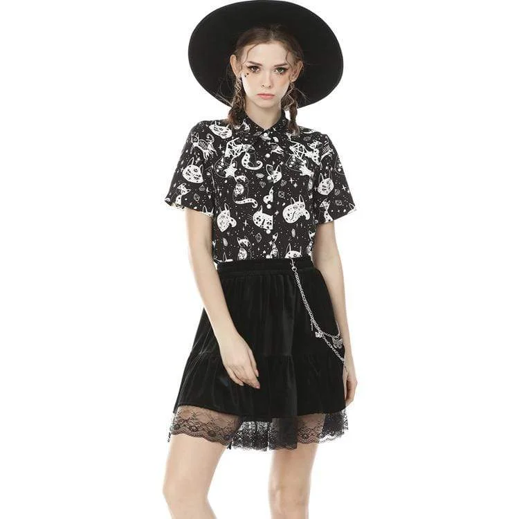 Women's Lolita Cat Printed Short Sleeved Shirts