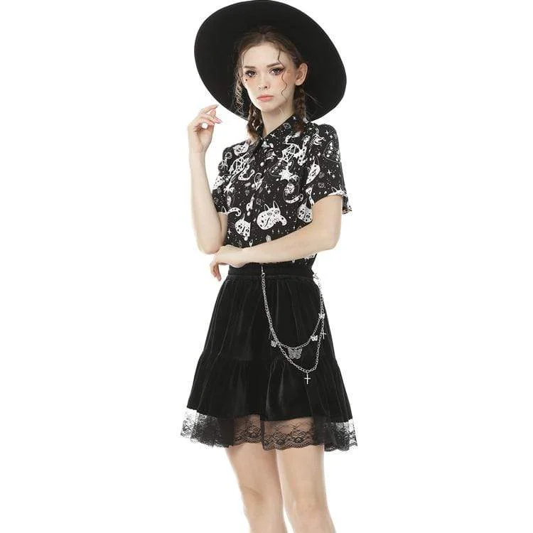 Women's Lolita Cat Printed Short Sleeved Shirts