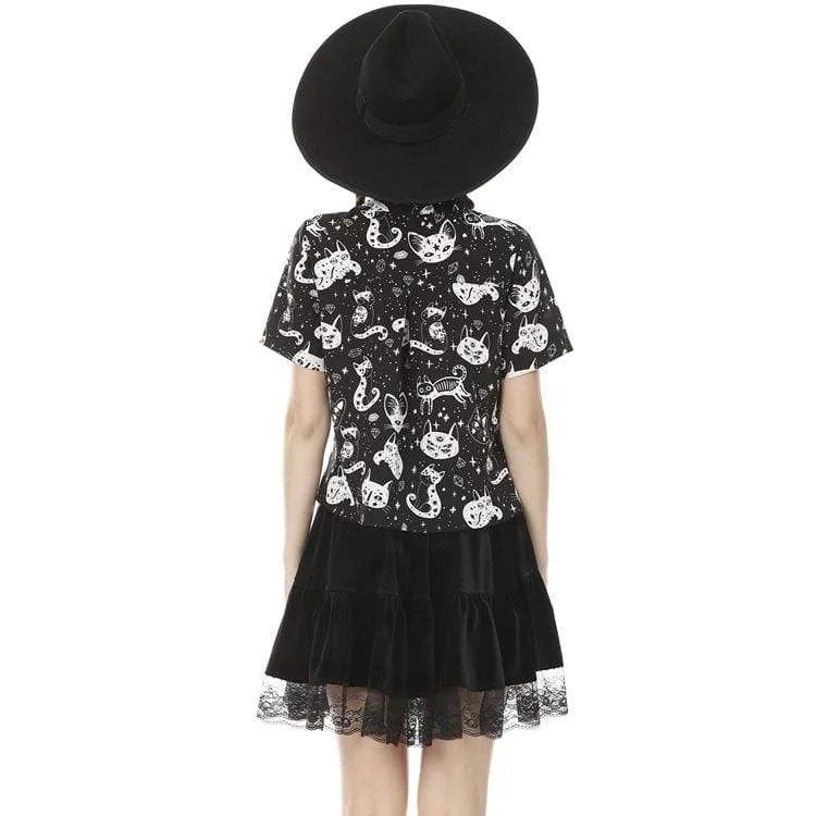 Women's Lolita Cat Printed Short Sleeved Shirts