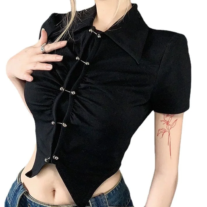 Women's Punk Ruffles Short Sleeved Shirt