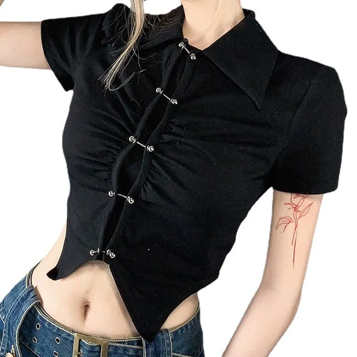 Women's Punk Ruffles Short Sleeved Shirt