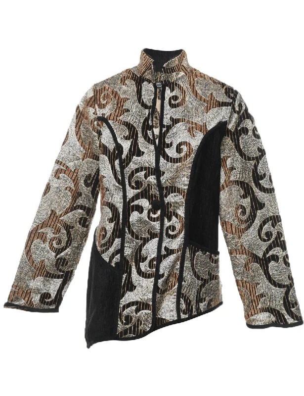 Button Front Tapestry Jacket - L