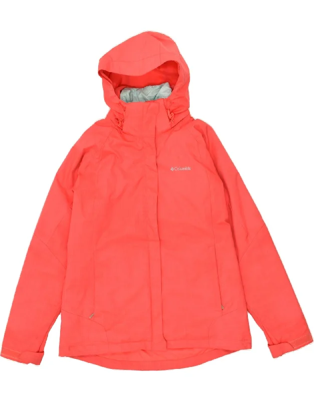 COLUMBIA Womens Hooded Windbreaker Coat UK 16 Large Red Nylon