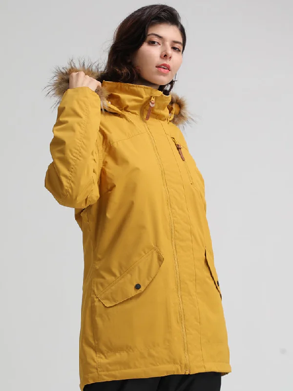 Gsou Snow Women's Yellow Warm Waterproof And Windproof Snowboard Jackets