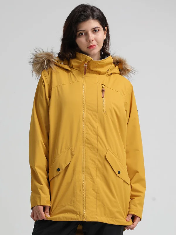 Gsou Snow Women's Yellow Warm Waterproof And Windproof Snowboard Jackets